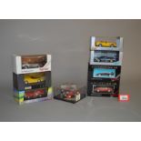 Seven boxed Ferrari diecast models in 1:43 scale by Revell, Herpa,