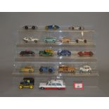 Seventeen unboxed playworn Dinky Toys diecast models including a 131 Jaguar E Type,