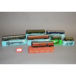 HO gauge. Seven Marklin coaches: 4040; 4000; 4032; 4044; 4023; 4024; 4021. G-VG, boxed.