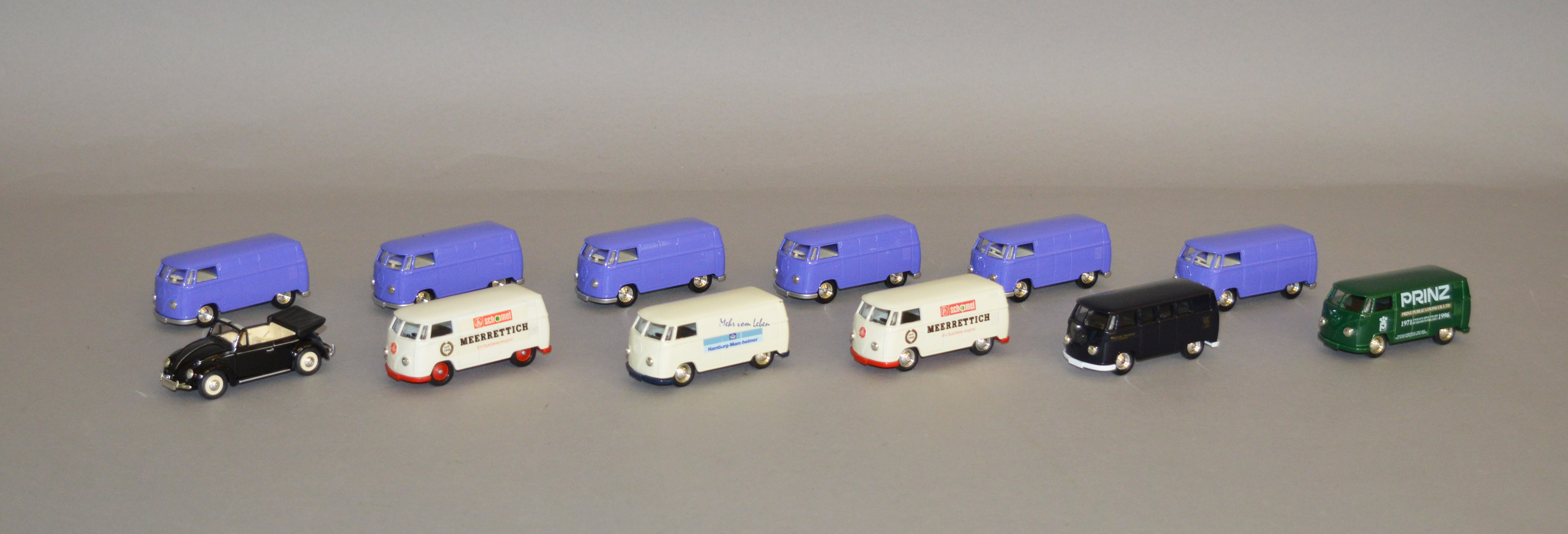 Eleven unboxed Lledo pre-production metal Volkswagen Kombi Van models,