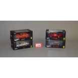 Four boxed Hot Wheels 'Elite' Ferrari diecast model cars in 1:43 scale including 212 Inter, 412,