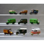 Nine unboxed assorted Lledo resin and metal pre-production van models,