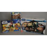 Three Hasbro Star Wars The Clone Wars vehicle sets: AT-TE; Republic Attack Shuttle; AT-RT.