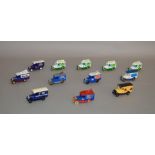 Twelve unboxed Lledo pre-production metal and plastic Delivery Van models,