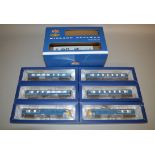 OO gauge. Bachmann 31-256DC Midland Pullman Six Car Unit in Nanking blue with yellow ends.