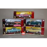 Five boxed 'Road Signature' 1:18 scale diecast model cars, including a 1957 Mercury Turnpike,