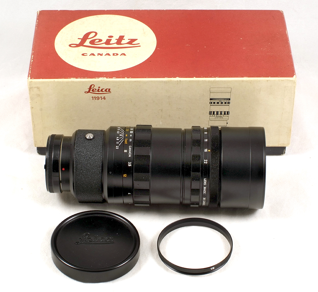 Black Leitz Canada Telyt 280mm f4,8 For Leica M. #2342204. (condition 4F). With caps and makers box.