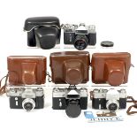 Rare CRYSTAL, Plus Other Zenit SLR Cameras. CRYSTAL with INDUSTAR-50 f3.5 50mm lens & case.