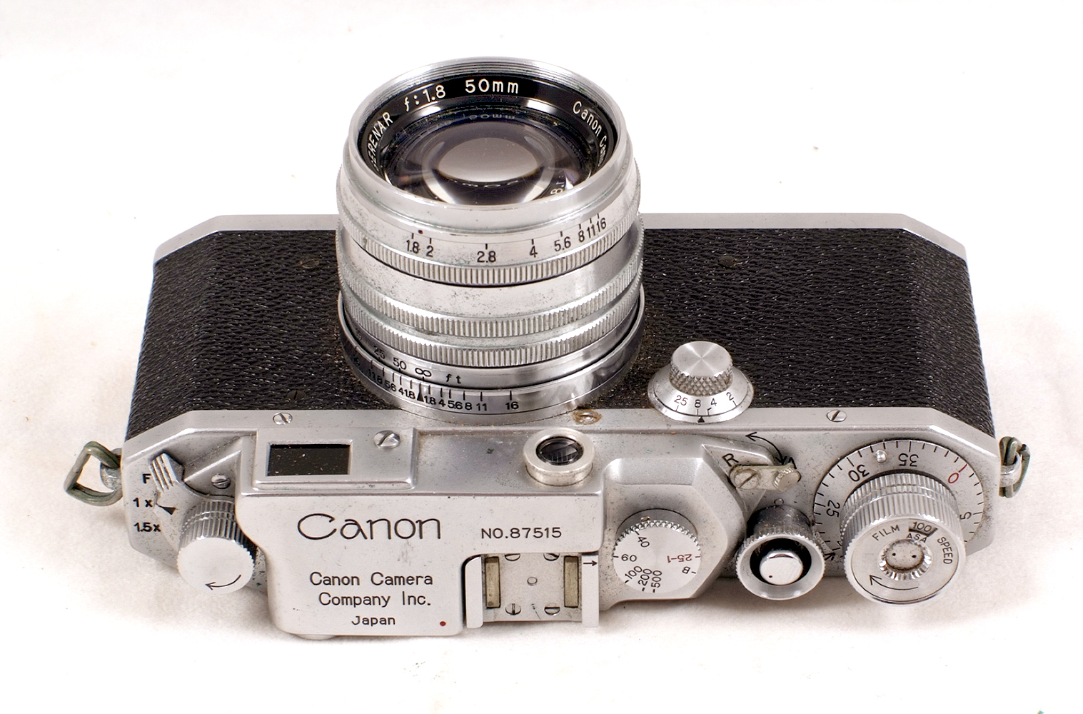 Canon Rangefinder Camera, probably Model IIDI1*. #87515 (condition 5/6F) with Serenar 50mm f1.