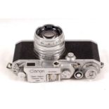 Canon Rangefinder Camera, probably Model IIDI1*. #87515 (condition 5/6F) with Serenar 50mm f1.