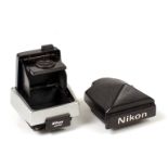 Two Nikon Finders. Comprising Black DE-1 prism (some signs of use) plus chrome WLF for Nikon F.
