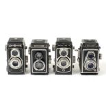 Four German 120 TLR Cameras. Zeiss Ikon Ikoflex with Novar 7.5cm f3.