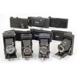 Box of Ten Folding Cameras, Ensign Selfix & Others.