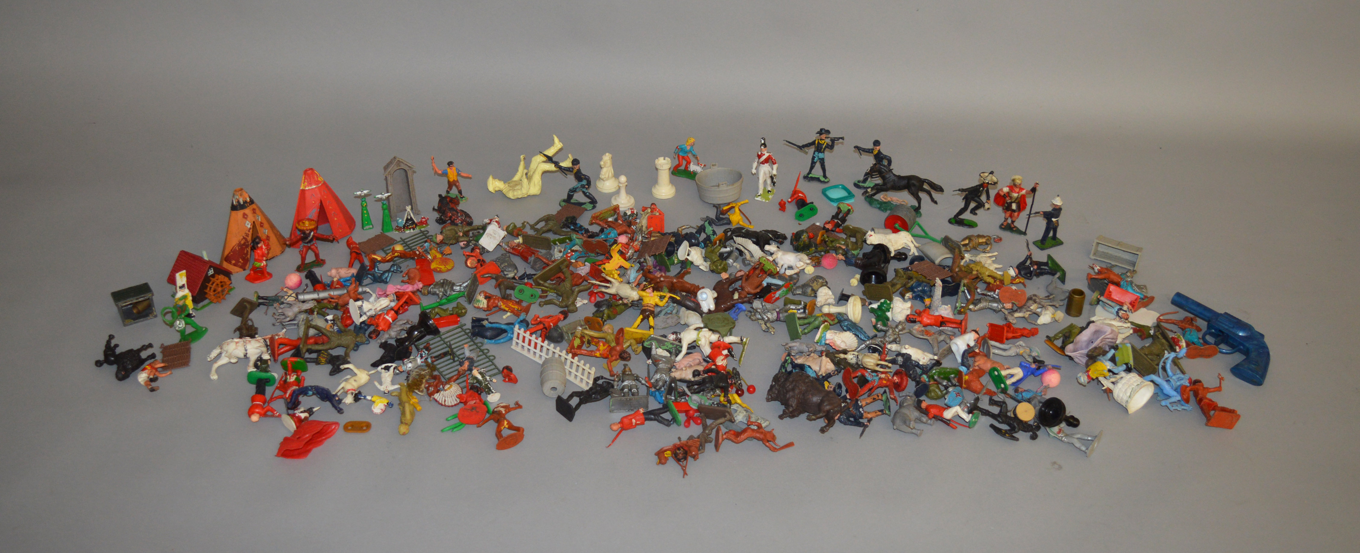 A very large quantity of plastic figures, by Lone Star, Crescent, Johilco and similar.