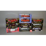 10 x Anson 1:18 scale diecast models, including Ferrari, Mercedes-Benz and saab.