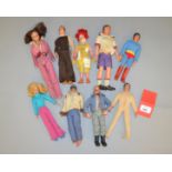 Eight assorted action figures and dolls,