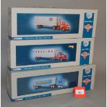 Three Corgi Freight 1:50 scale diecast models: 52306 Carolina Mack B Artic with Bull-nosed Trailer;