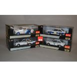 Four Sun Star 1:18 scale Ford Escort diecast model cars: 4440; 4431; 4435; 4439. E in G-VG boxes.