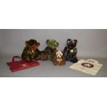Four Charlie Bears teddy bears: Eden; Wozley; Griffin; Lily. All VG with swing tags.