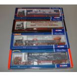 Four Corgi 1:50 scale diecast model lorries: CC12205 Stan Robinson Group Scania Curtainside;