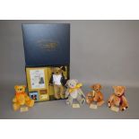 Five Dean's Rag Book Co. teddy bears: Nelson, in presentation box with certificate, ltd.ed.