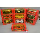 10 x Mira 1:18 scale diecast models, including Chevy Pick-up, Buick Century, Ford Mustang, etc.