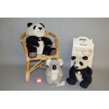 Three Steiff teddy bears: Ossi Koala; Manschli Panda; Siro Panda. All with chest tags.