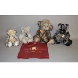 Four Charlie Bears teddy bears: Kipling; Brooklyn; Lewis; Kiki. All with swing tags, VG.