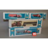 Four Corgi Texaco Pipeline diecast models: two 55610 Diamond T980 Wrecker & Trailer with Pipes;