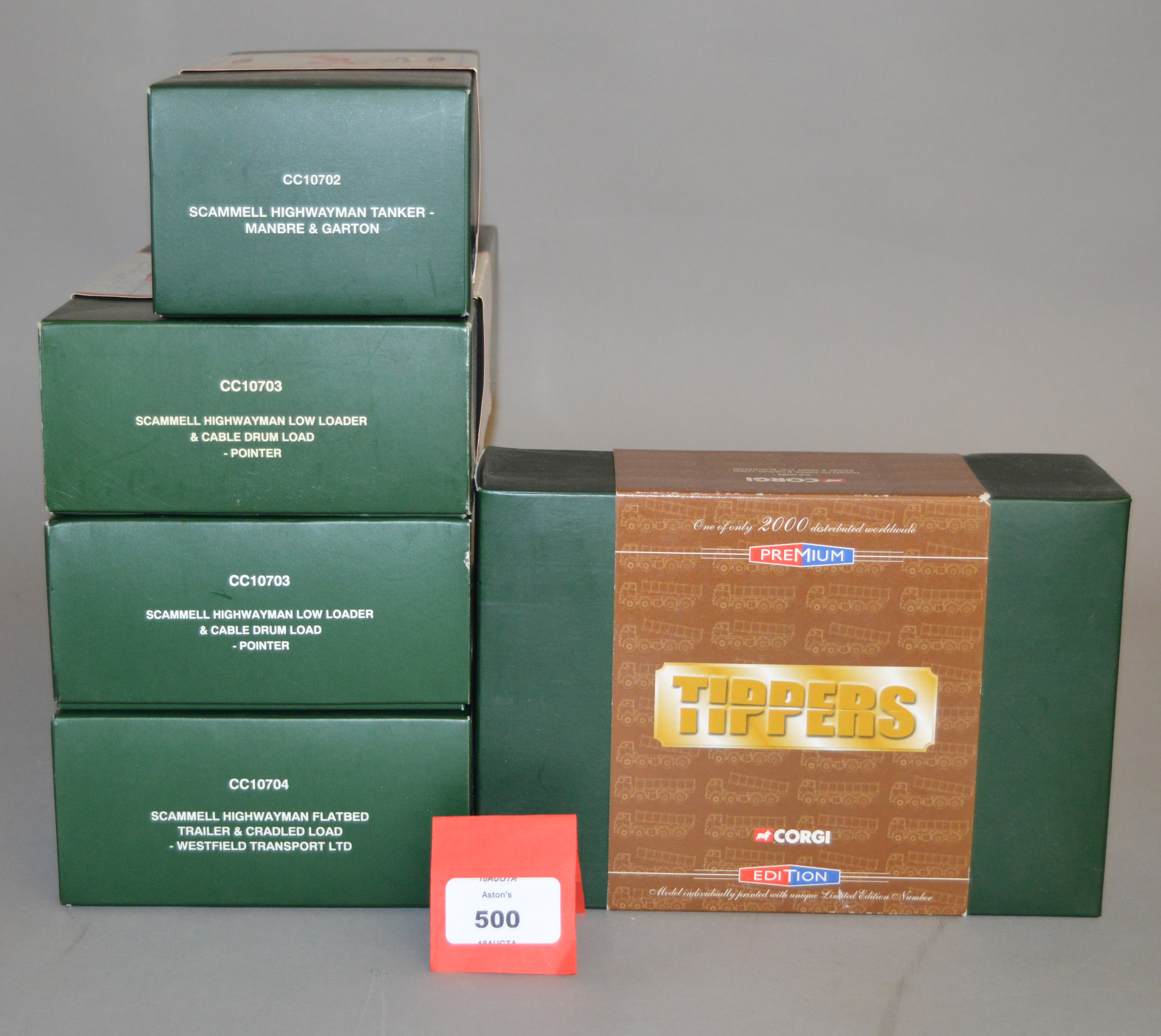 Five Corgi Scammell and Tippers Premium Edition diecast models: CC10702 Manbre & Garton Scammell