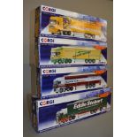 Four Corgi Hauliers of Renown 1:50 scale diecast models: CC14115 Liam Connolly DAF 105 Curtainside;