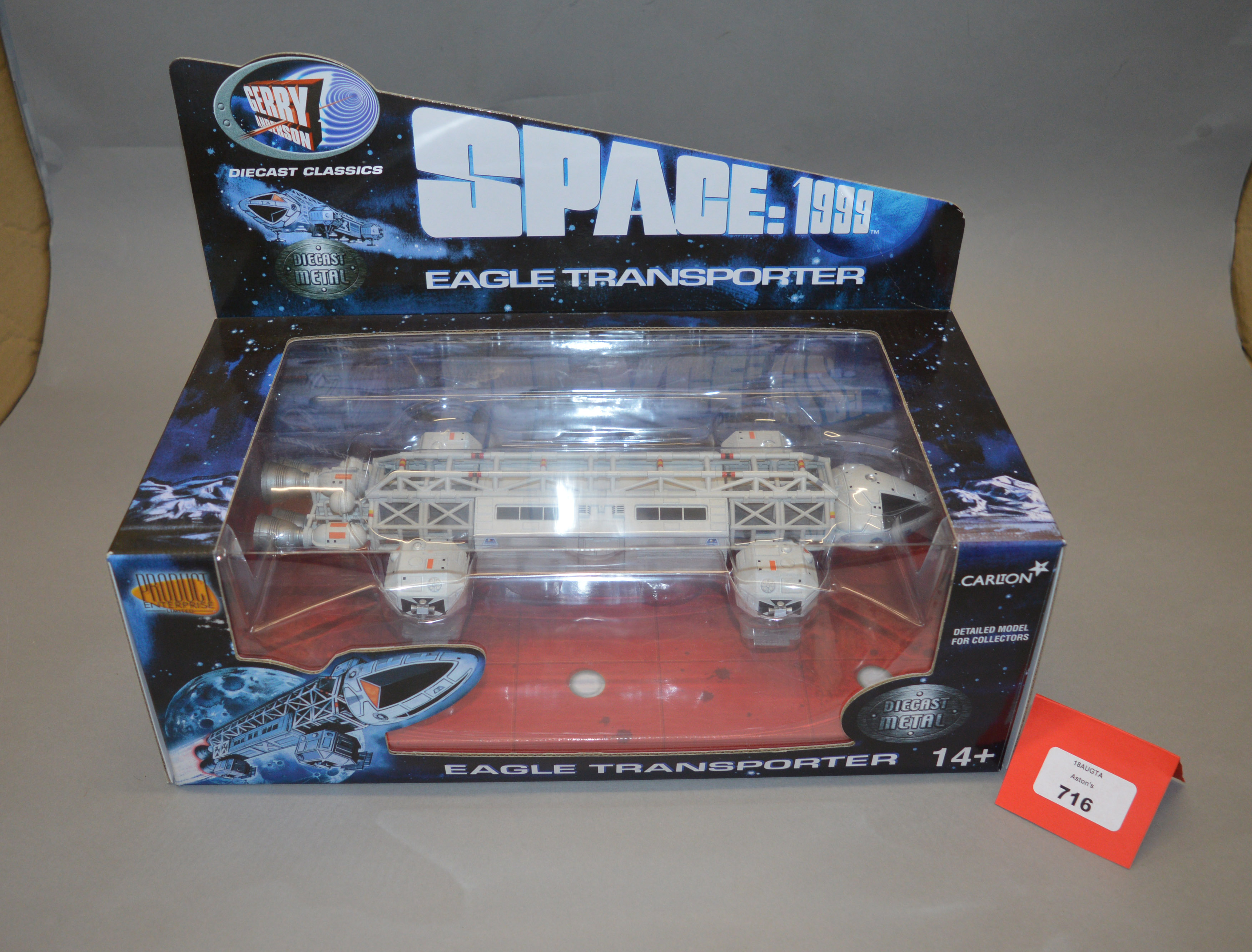 A boxed 'Product Enterprise' diecast 'Space 1999' related model of an Eagle Transporter,
