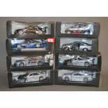 Eight Mercedes 1:18 scale diecast model cars. Boxed, G-VG.