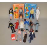 13 x retro Mego style 8" action figures by Classic TV Toys and Figures Toy Co, including Happy Days,