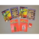 Two Mego Pocket Super Heroes 3 3/4" action figures: Lex Luthor; Jor El. Both sealed on F cards.