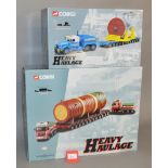 Two Corgi Heavy Haulage 1:50 scale diecast models: 18001 Econofreight Heavy Transport Scammell