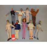 Mego 12" action figures: two Star Trek (Captain Kirk, Arcturian); four Black Hole (Dr.