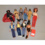 Quantity of Mego, mostly TV related, action figures: three Happy Days (Fonzie, Potsy,