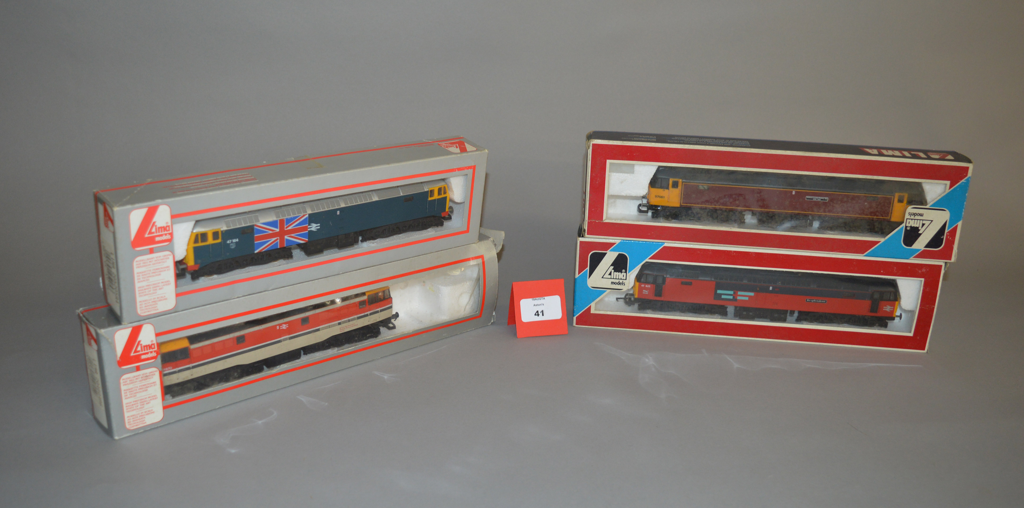 OO gauge. Four diesel locomotives, some in incorrect Lima boxes.