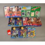 Quantity of vintage action figures: four Galoob WCW; four Vivid Imaginations Space Precinct;