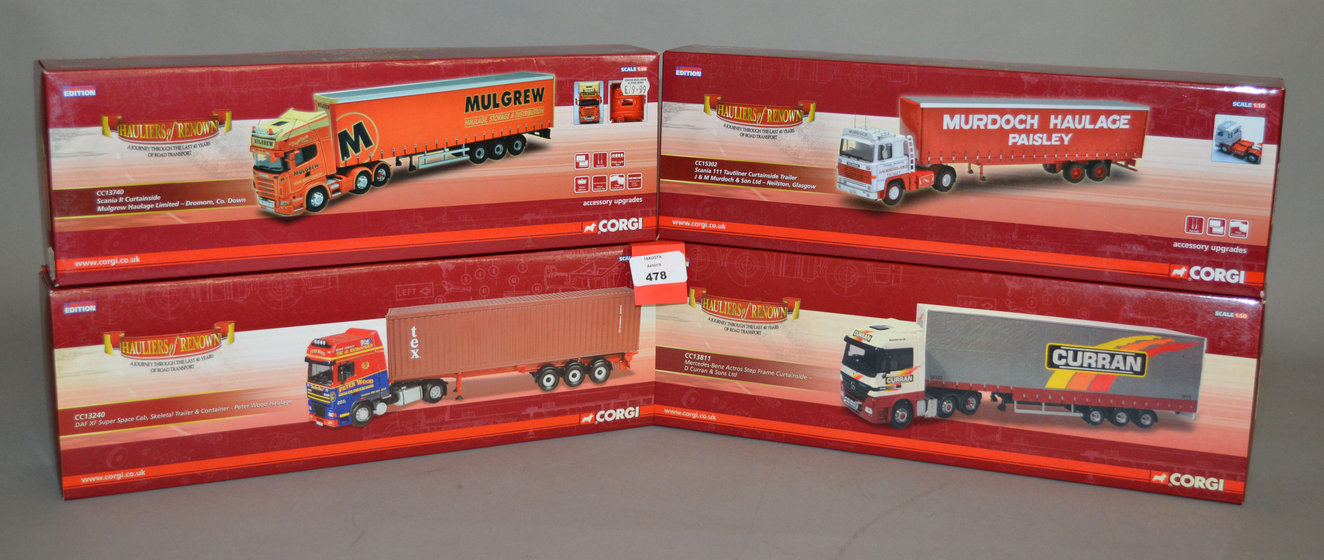 Four Corgi Hauliers of Renown 1:50 scale diecast models: CC13240 Peter Wood Haulage DAF XF Super - Image 2 of 2