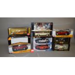 10 x 1:18 scale diecast models by Maisto, Bburago and similar, including Mercedes and Audi, etc.