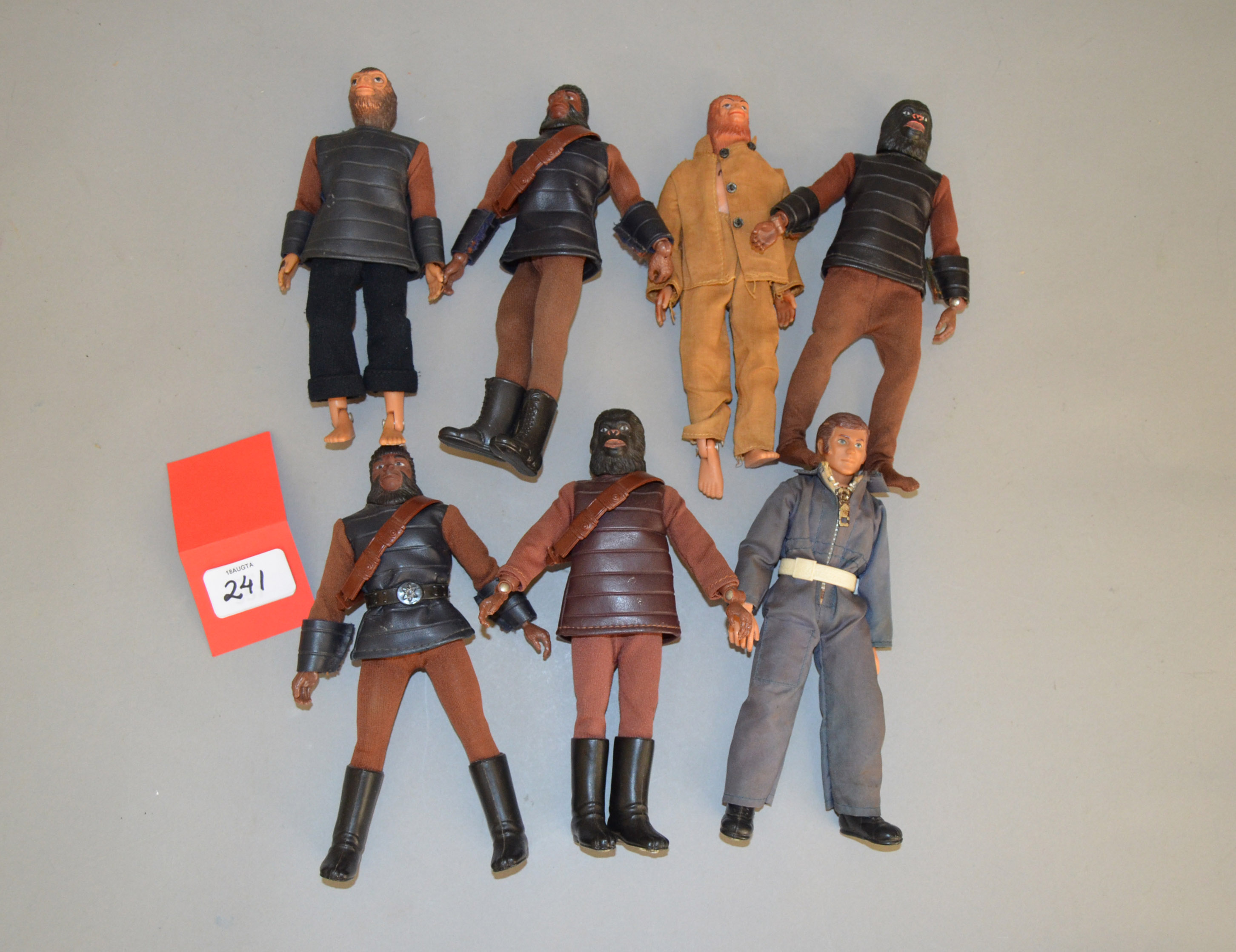 Planet of the Apes: five Mego Planet of the Apes action figures,