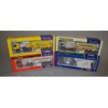 Four Corgi 1:50 scale diecast model lorries: CC12006 NTM MAN Feldbinder Tanker;