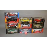 10 x Bburago 1:18 scale diecast model cars, including Rolls-Royce, Mini Cooper, Bentley, etc.