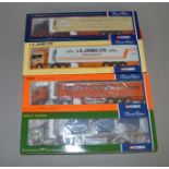 Four Corgi 1:50 scale diecast model lorries: CC12215 JR Harding & Sons Scania 4 Series Fridge