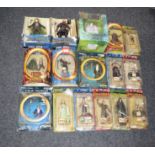 16 x Lord of the Rings toys and action figures by ToyBiz and MiddleEarth toys. Boxed/carded.
