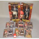 Eight NECA Pirates of the Caribbean action figures, including 18" Motion Activated Jack Sparrow.