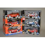 Six Solido Racing Collection 1:18 scale diecast model cars, including Peugeot and Citroen.