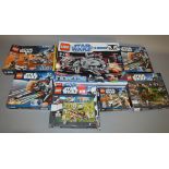 Seven Lego Star Wars sets: 7675; 7915; 7913; 7915; 7929; 7956; 7869.